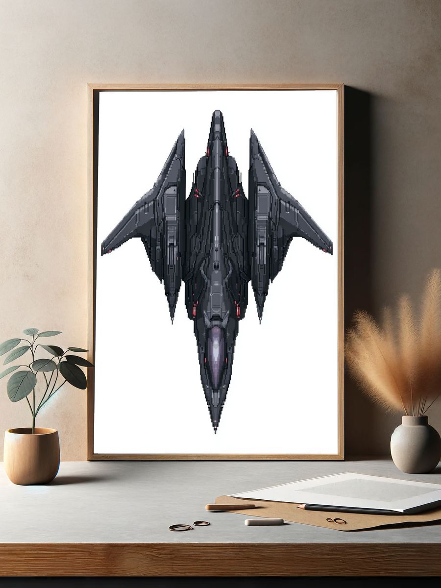 Pixel Space Fighter Poster. — room view 2