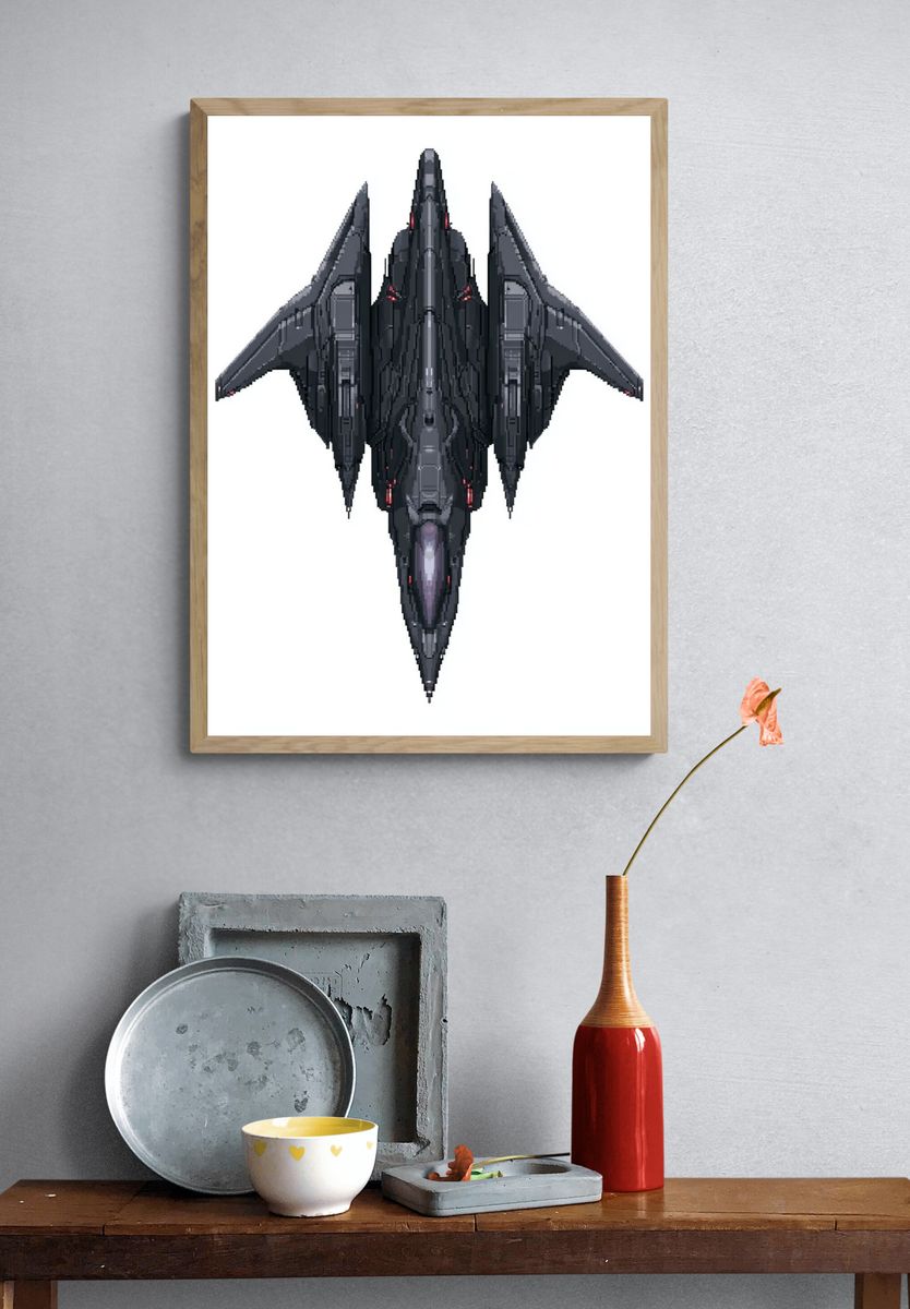 Pixel Space Fighter Poster. — room view 3