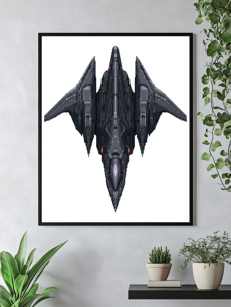 Pixel Space Fighter Poster. — room view 4