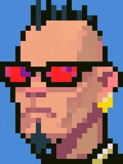 Pixel Portrait with Red Shades Poster.