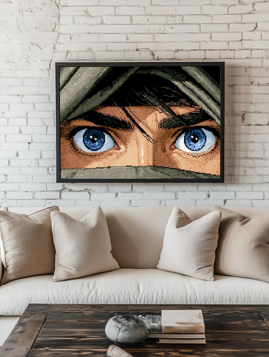 Blue-Eyed Soldier Illustration Poster. room preview