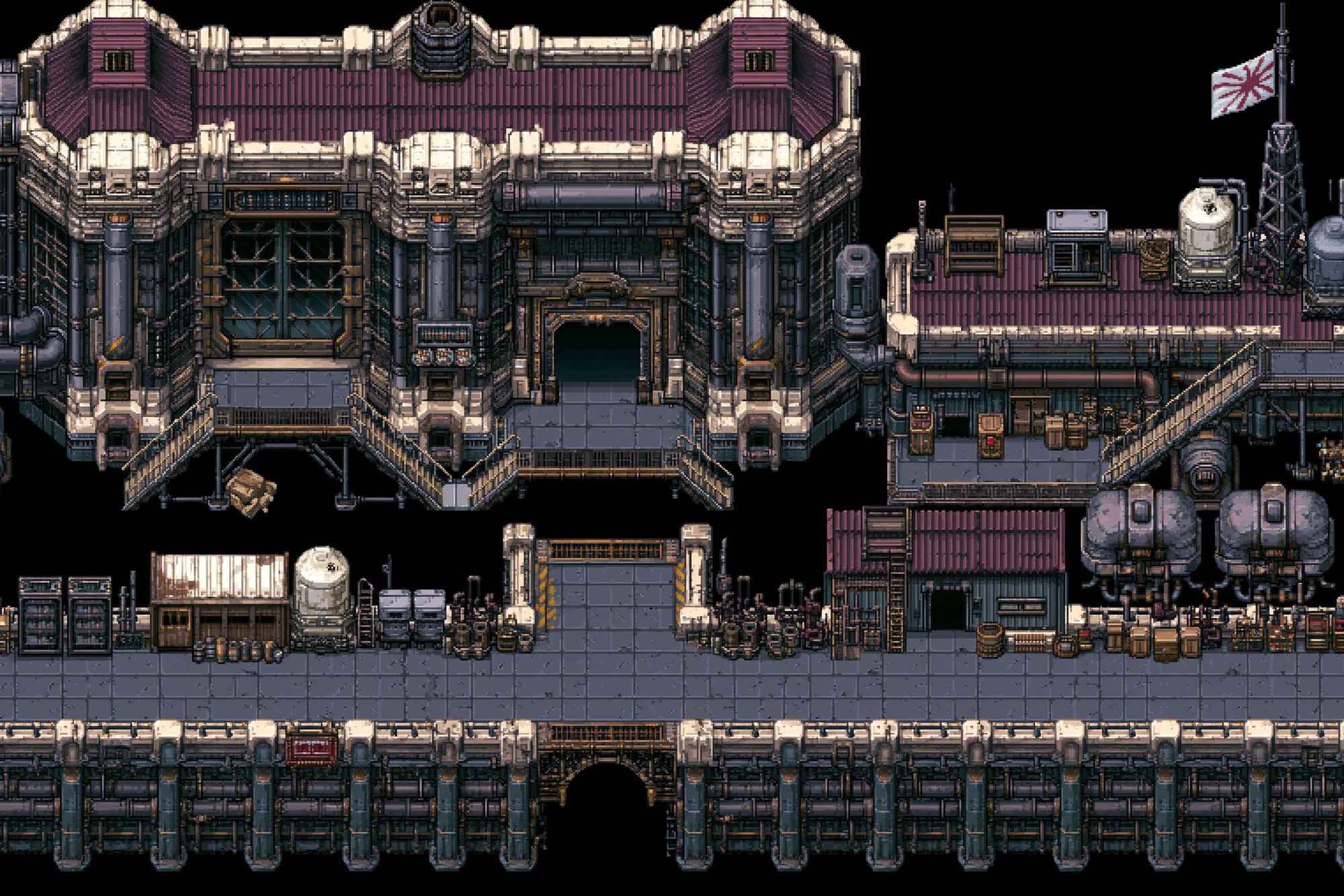 Pixel Art Industrial Fortress Poster. poster detail