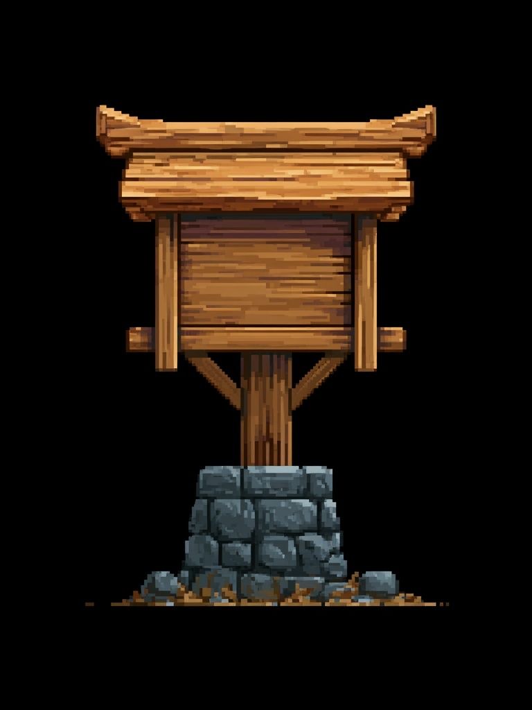 Wooden Sign Pixel Art Poster. poster detail