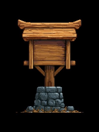 Wooden Sign Pixel Art Poster.