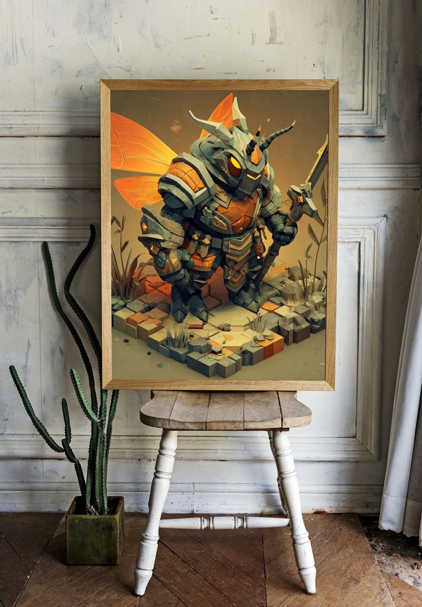 Armored Beetle Fantasy Print. room preview