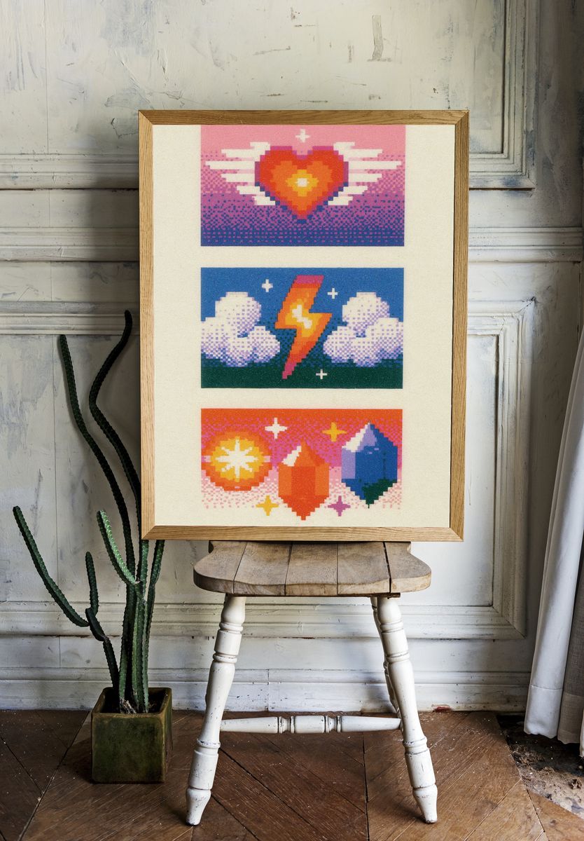 Pixel Hearts and Crystals Poster. room preview