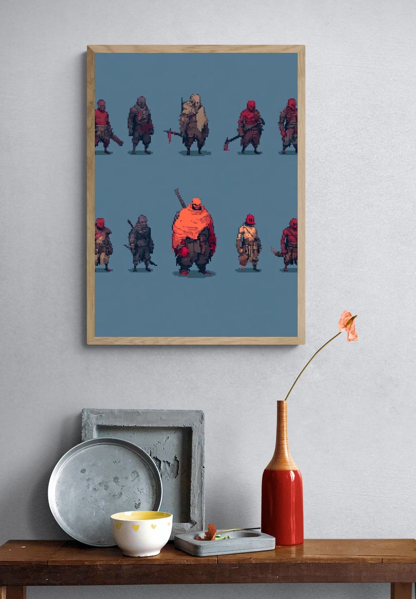 Pixel Warrior Squad Poster. — room view 3