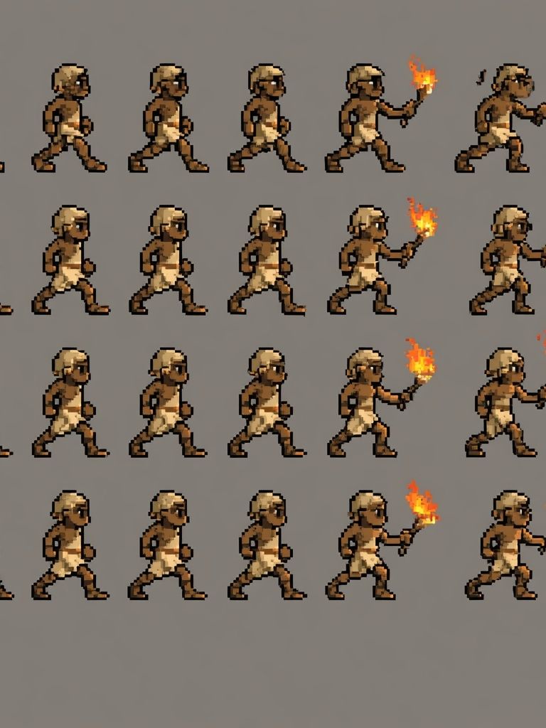 Pixel Caveman Animation Poster. poster detail