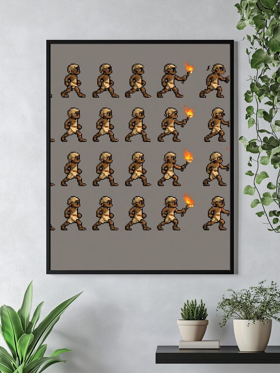 Pixel Caveman Animation Poster. — room view 4