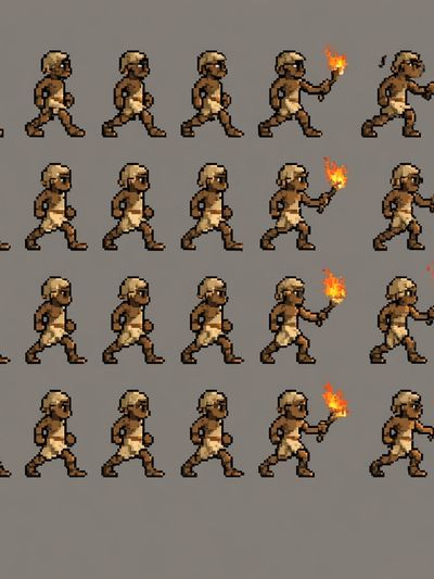 Pixel Caveman Animation Poster. poster