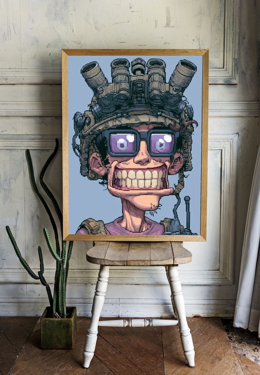 Pixel Soldier Portrait Poster. room preview