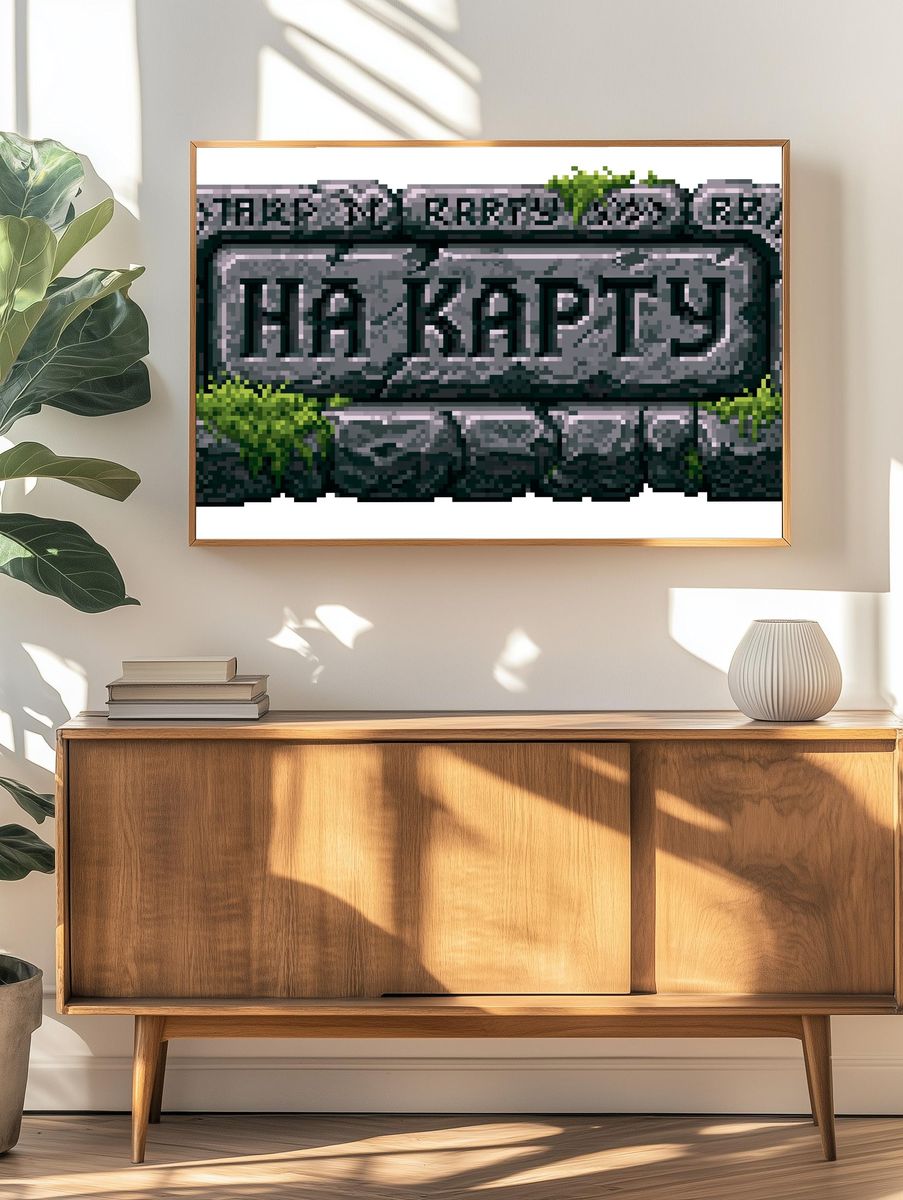 Happy Tombstone Pixel Art Poster. — room view 3