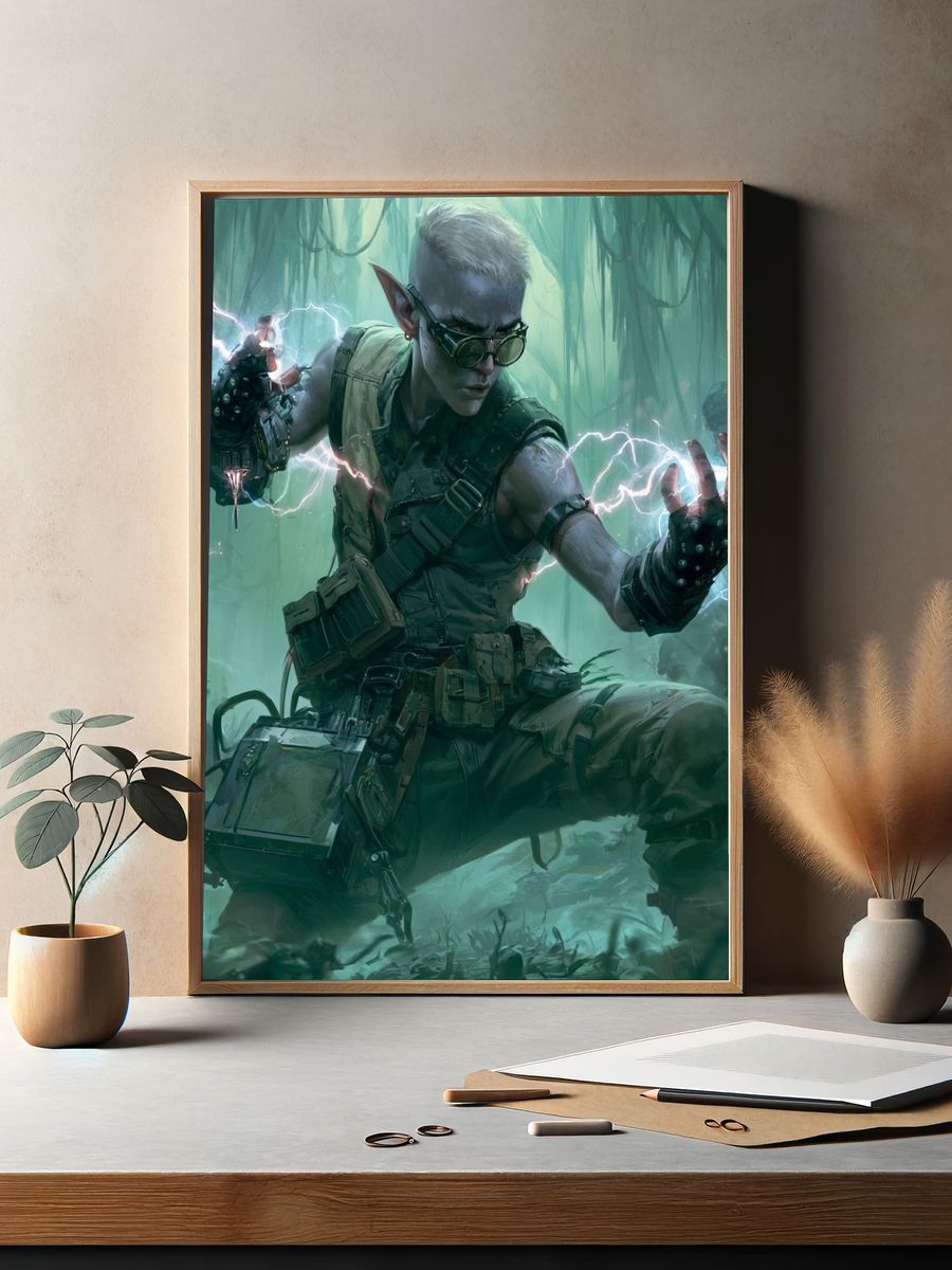 Jungle Elf Lightning Warrior Print. — room view 2