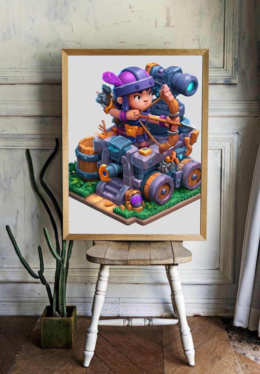 Fantasy Archer Siege Illustration Poster. — room view 1
