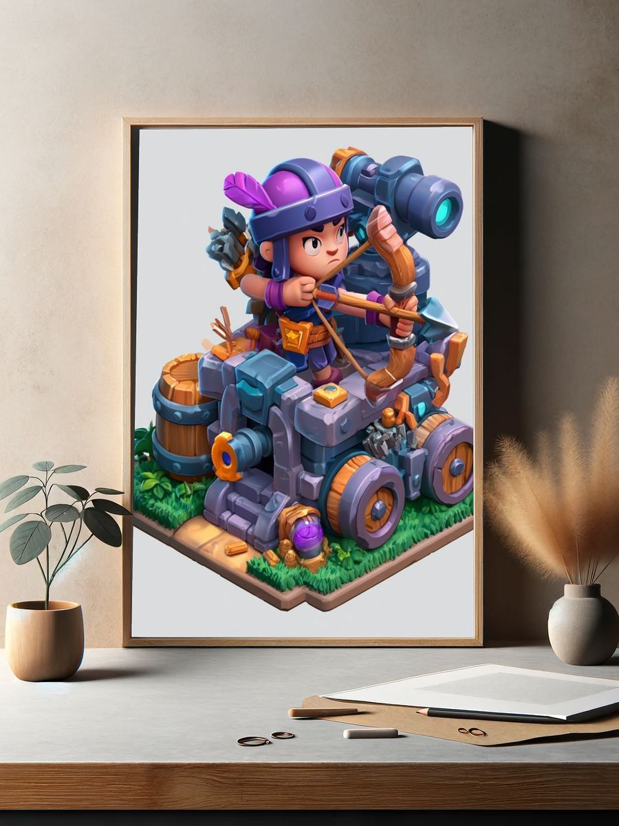 Fantasy Archer Siege Illustration Poster. — room view 2