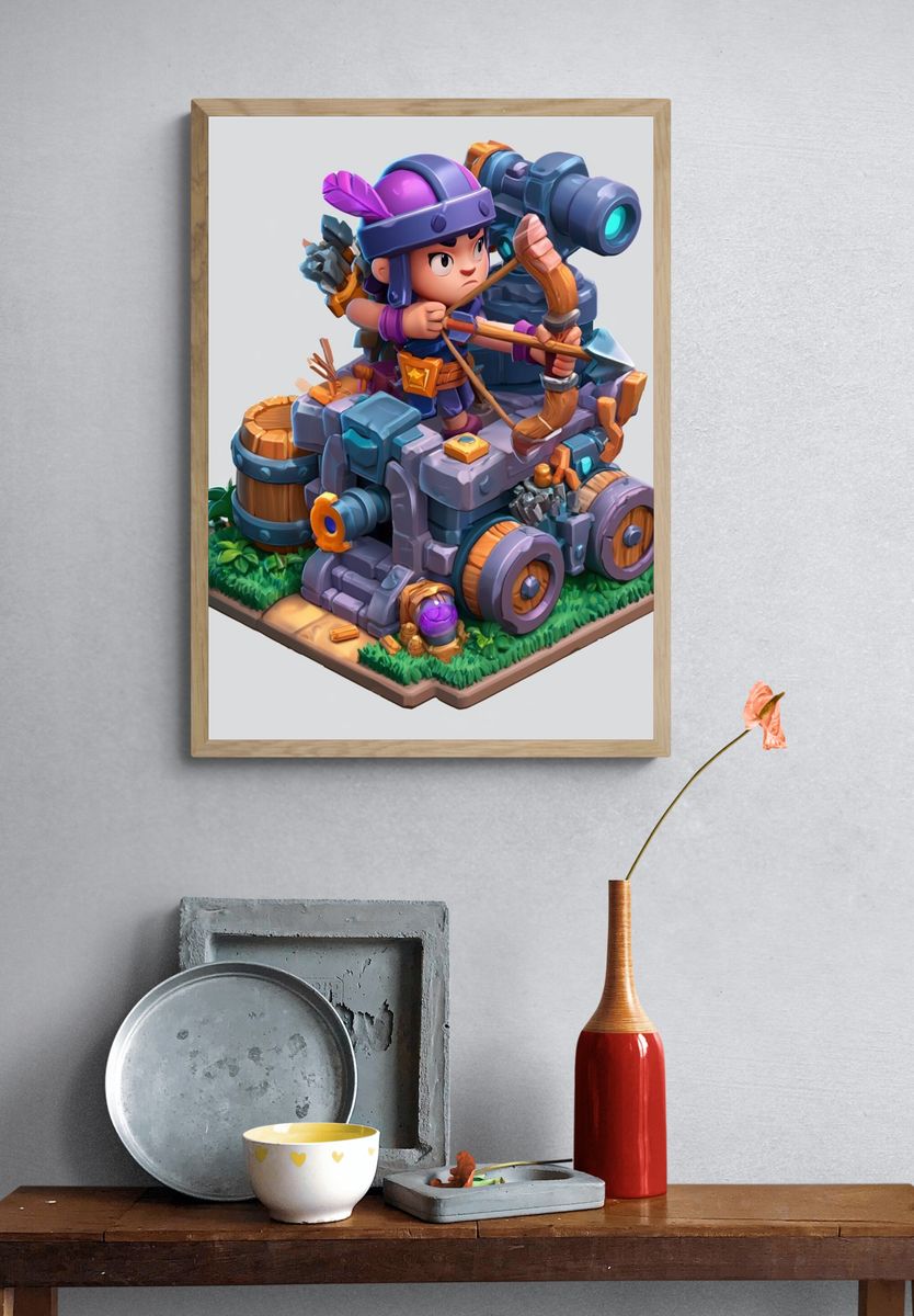 Fantasy Archer Siege Illustration Poster. — room view 3
