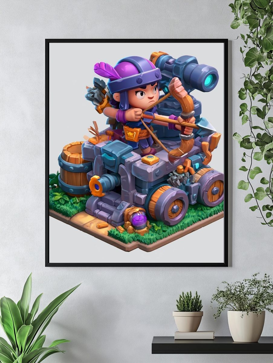 Fantasy Archer Siege Illustration Poster. — room view 4
