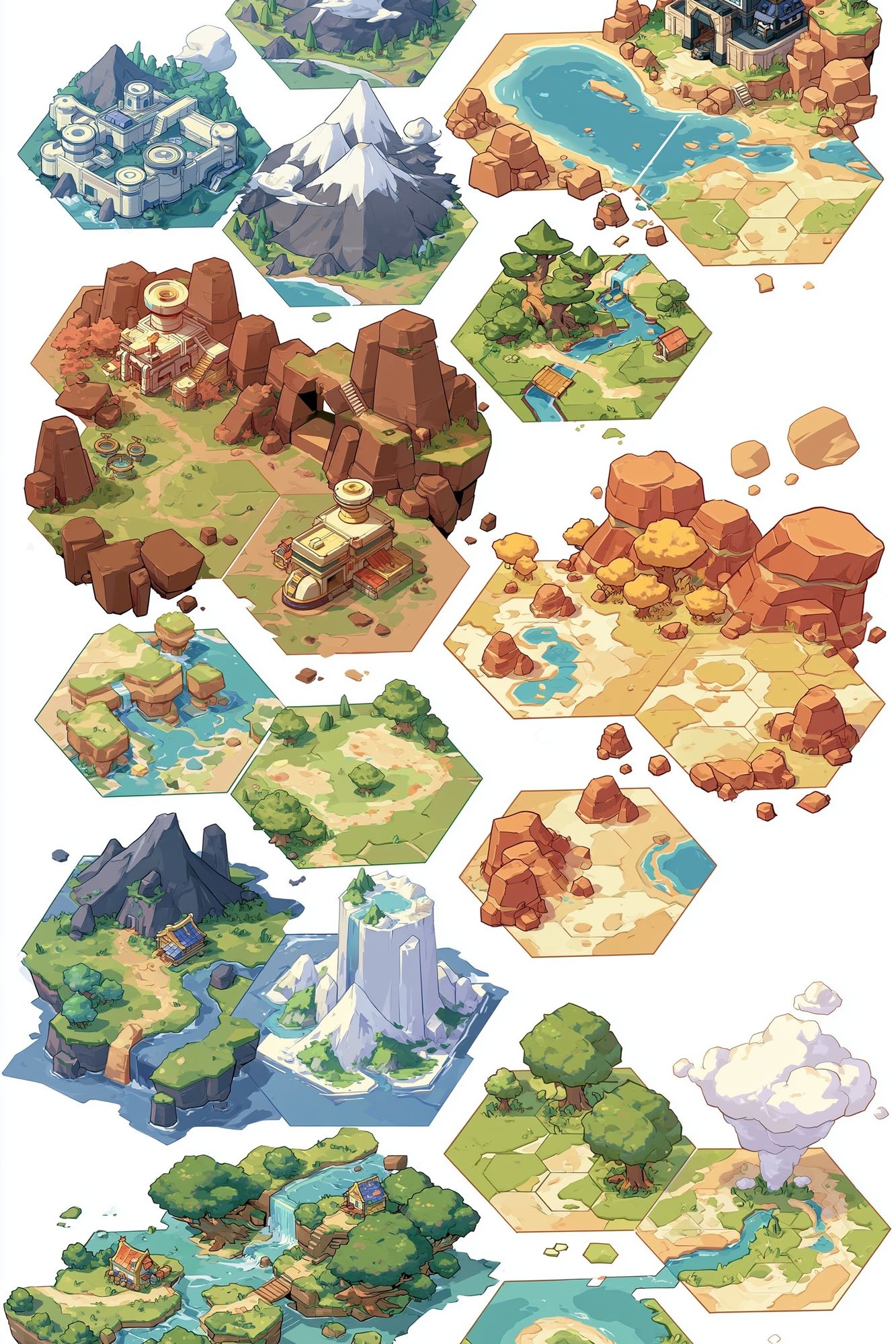 Hexagonal Fantasy Map Tiles Poster. poster detail
