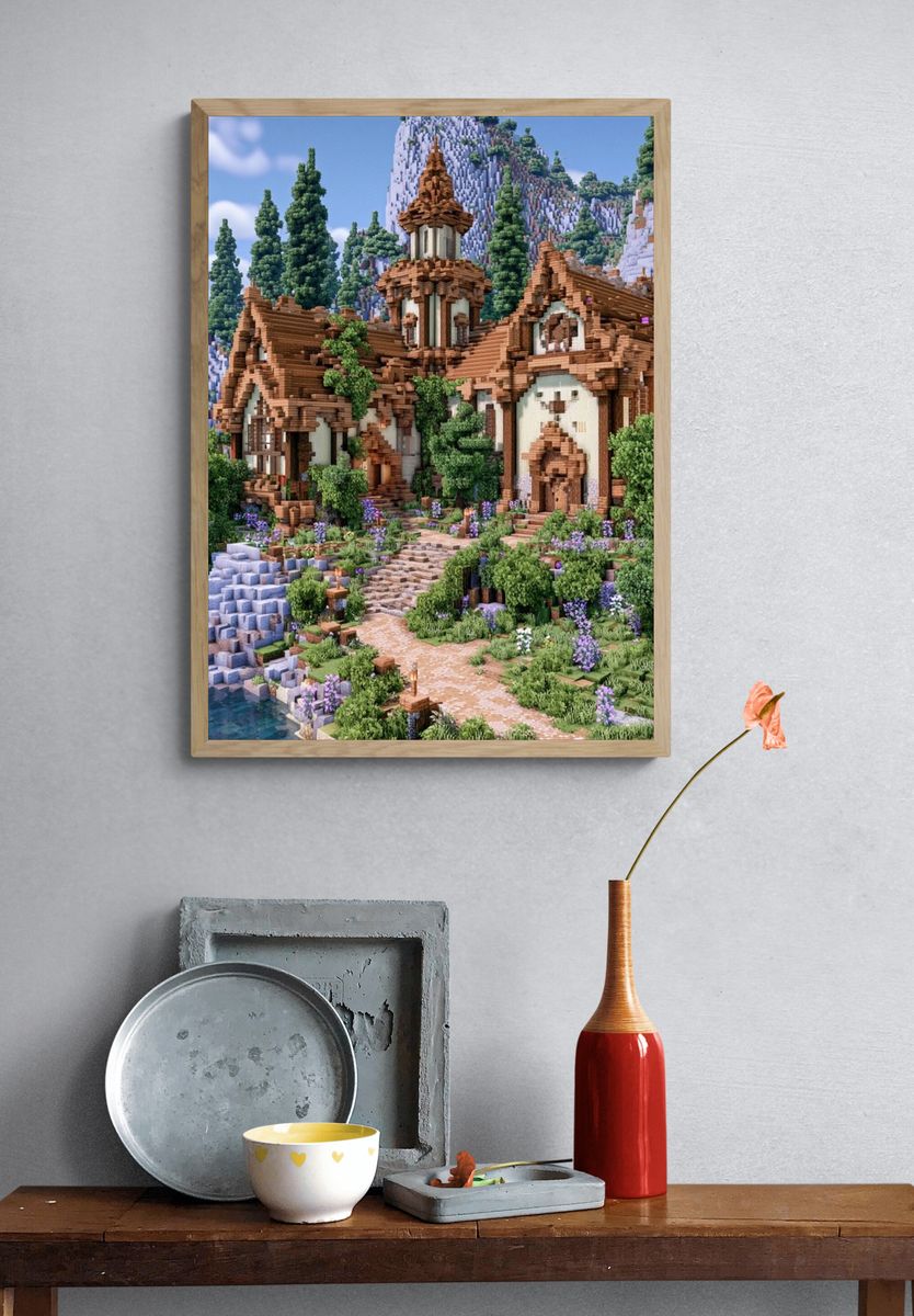 Minecraft Cottage Landscape Poster. — room view 3