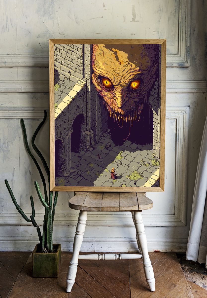 Dark Fantasy Giant Face Poster. — room view 1