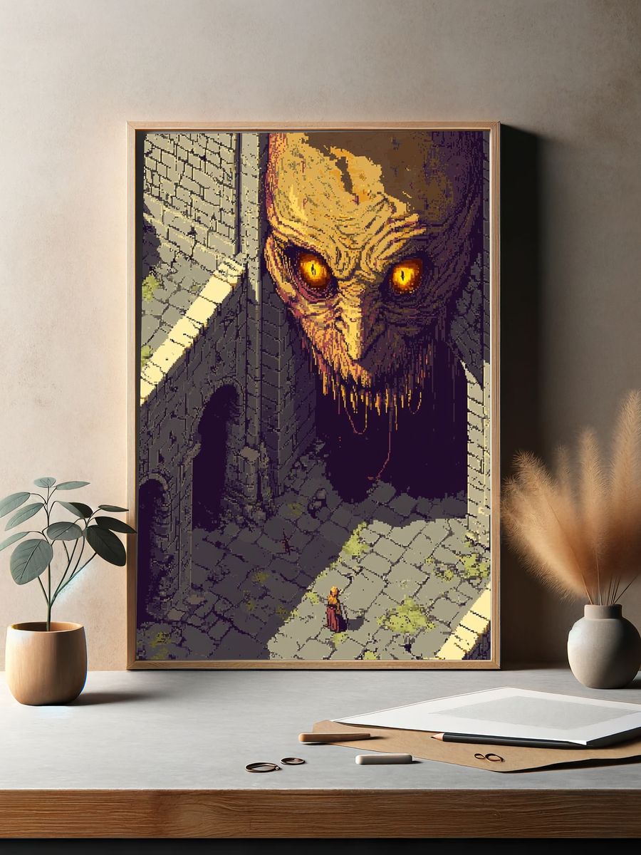 Dark Fantasy Giant Face Poster. — room view 2