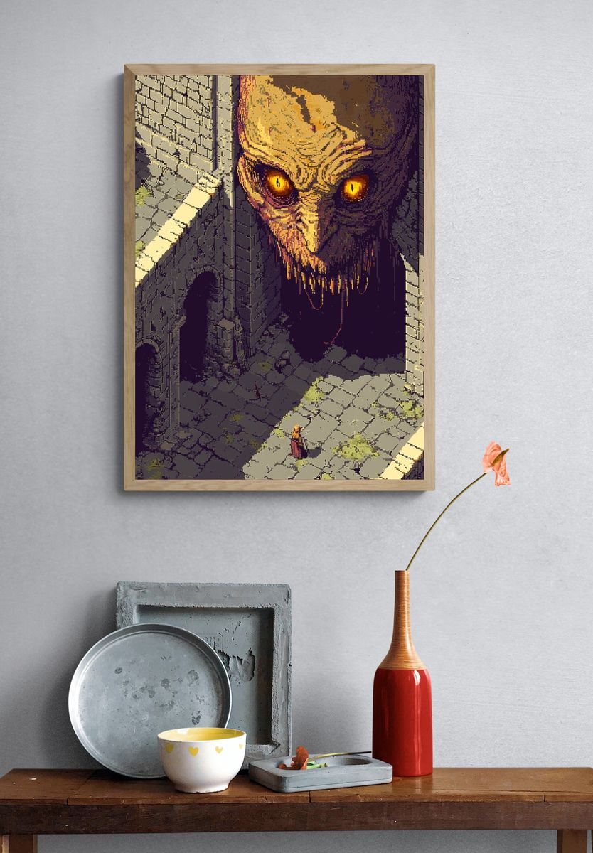 Dark Fantasy Giant Face Poster. — room view 3