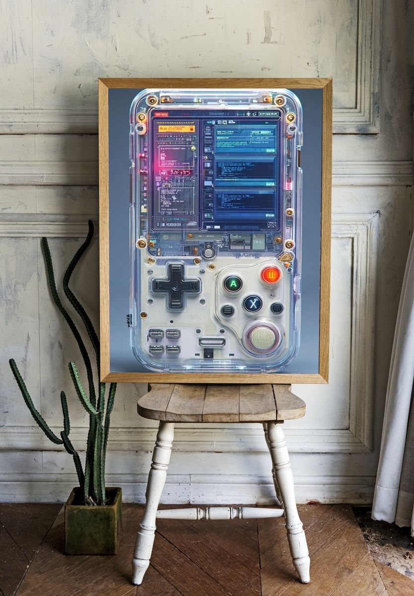 Retro Handheld Console Illustration Poster. room preview