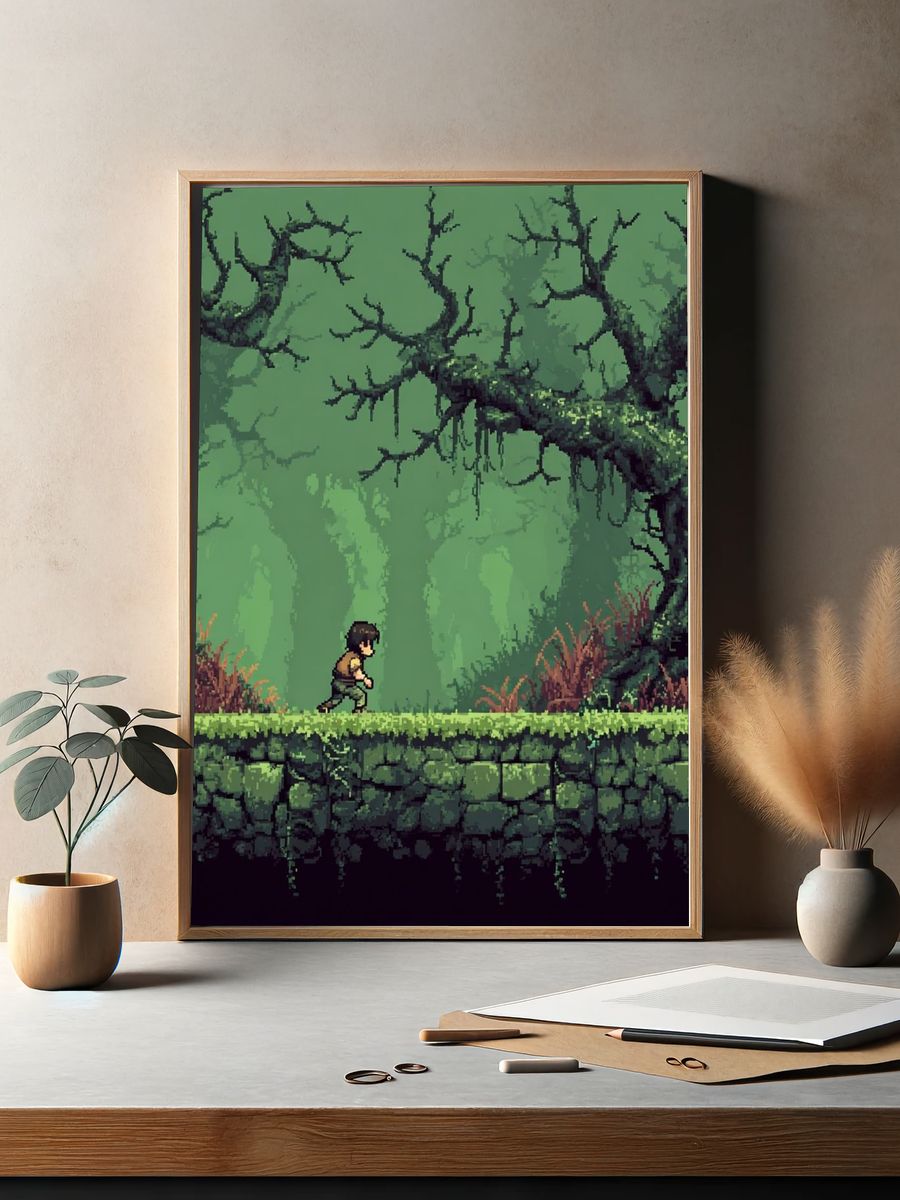 Pixel Forest Adventure Print. — room view 2