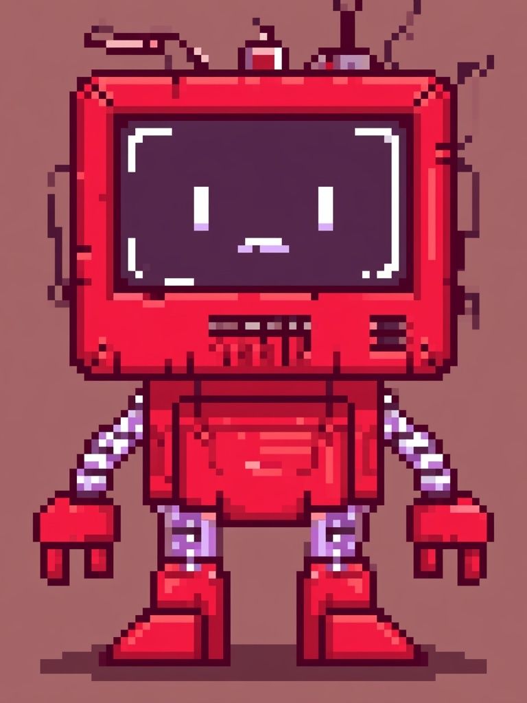 Pixel Robot Character Poster. poster detail