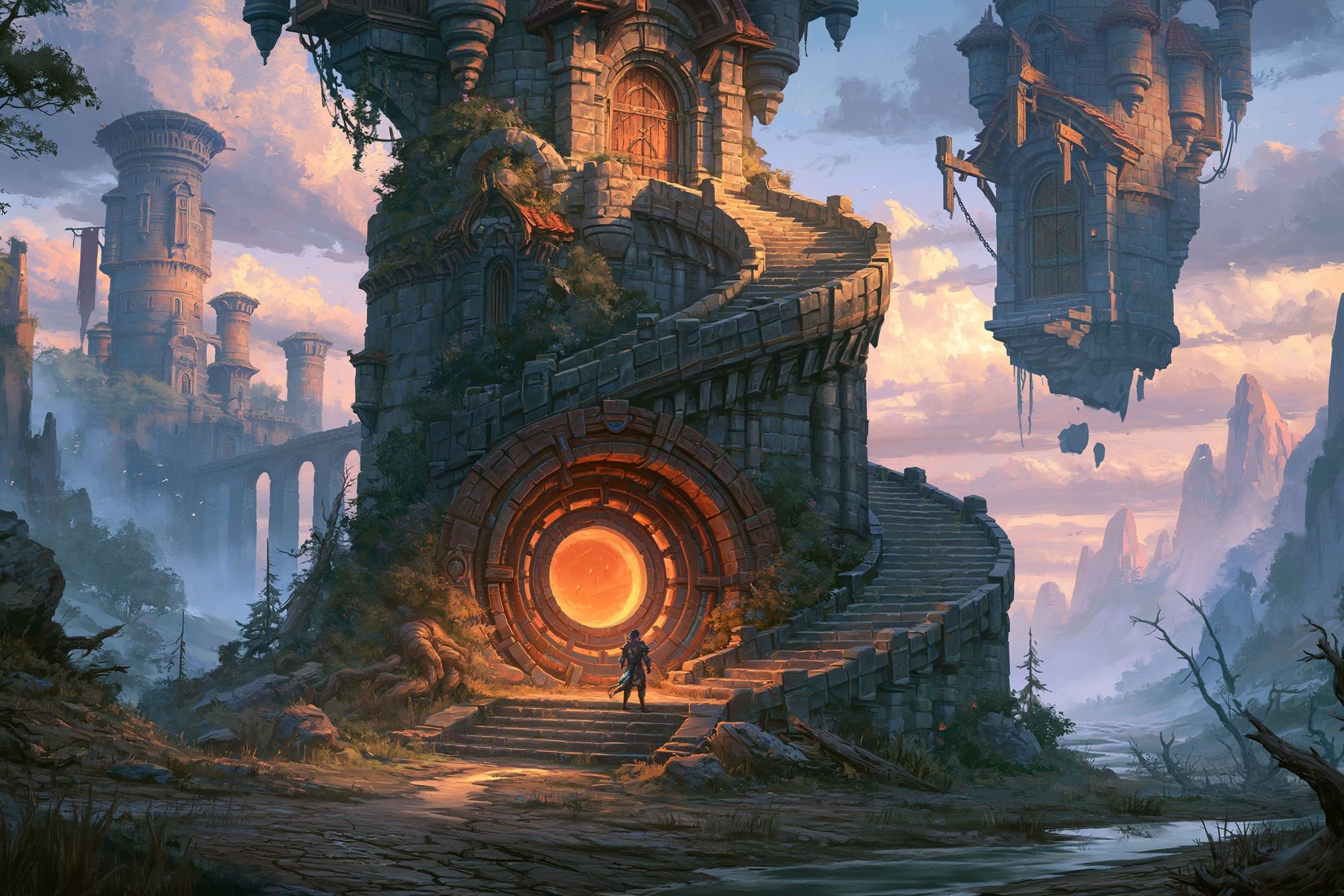 Floating Ruins Fantasy Print. poster — gaming art