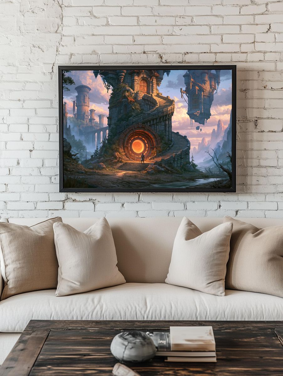 Floating Ruins Fantasy Print. — room view 1