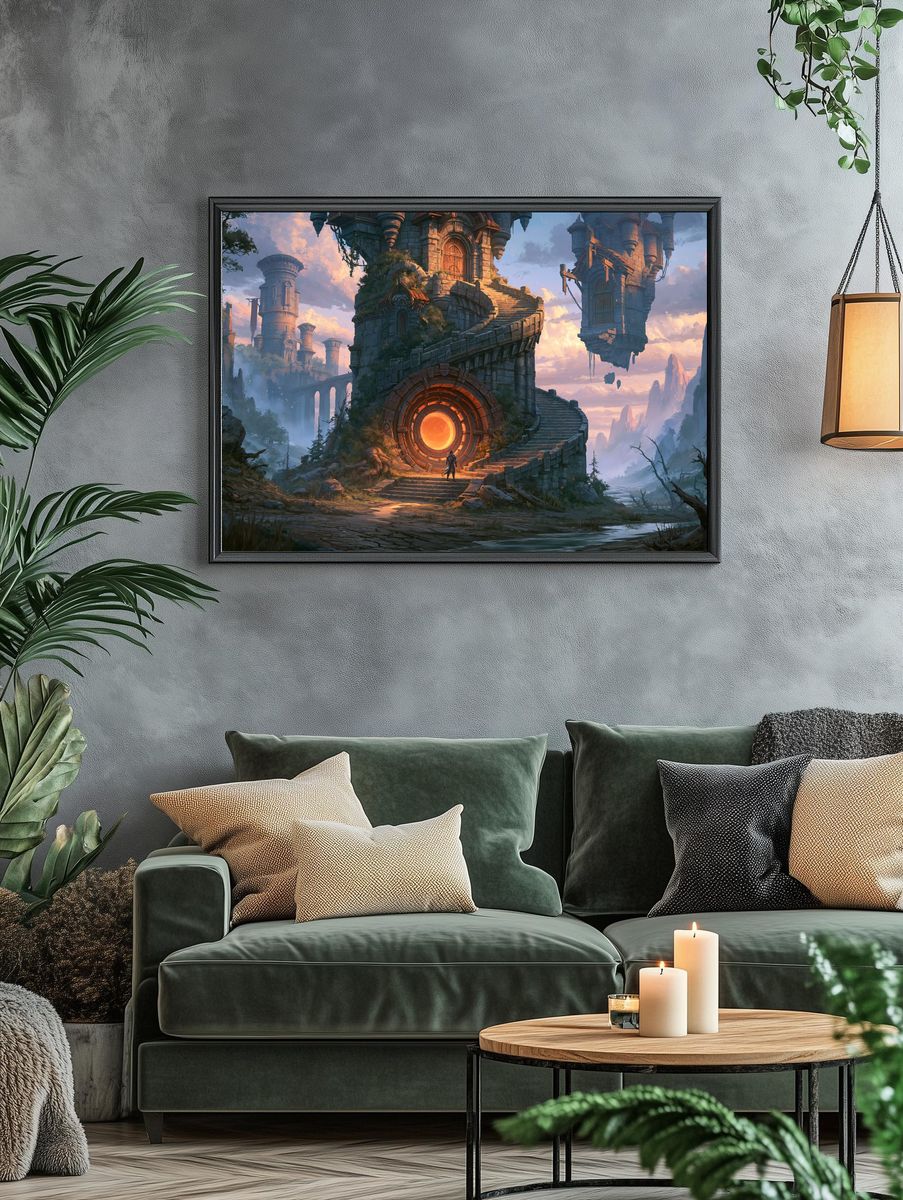 Floating Ruins Fantasy Print. — room view 4