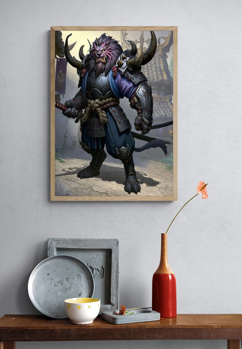 Armored Lion Warrior Fantasy Print. — room view 3