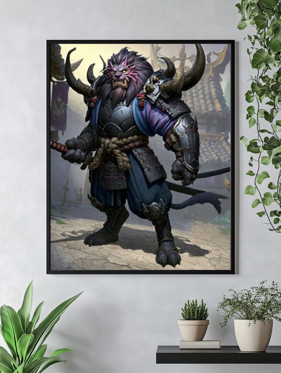 Armored Lion Warrior Fantasy Print. — room view 4
