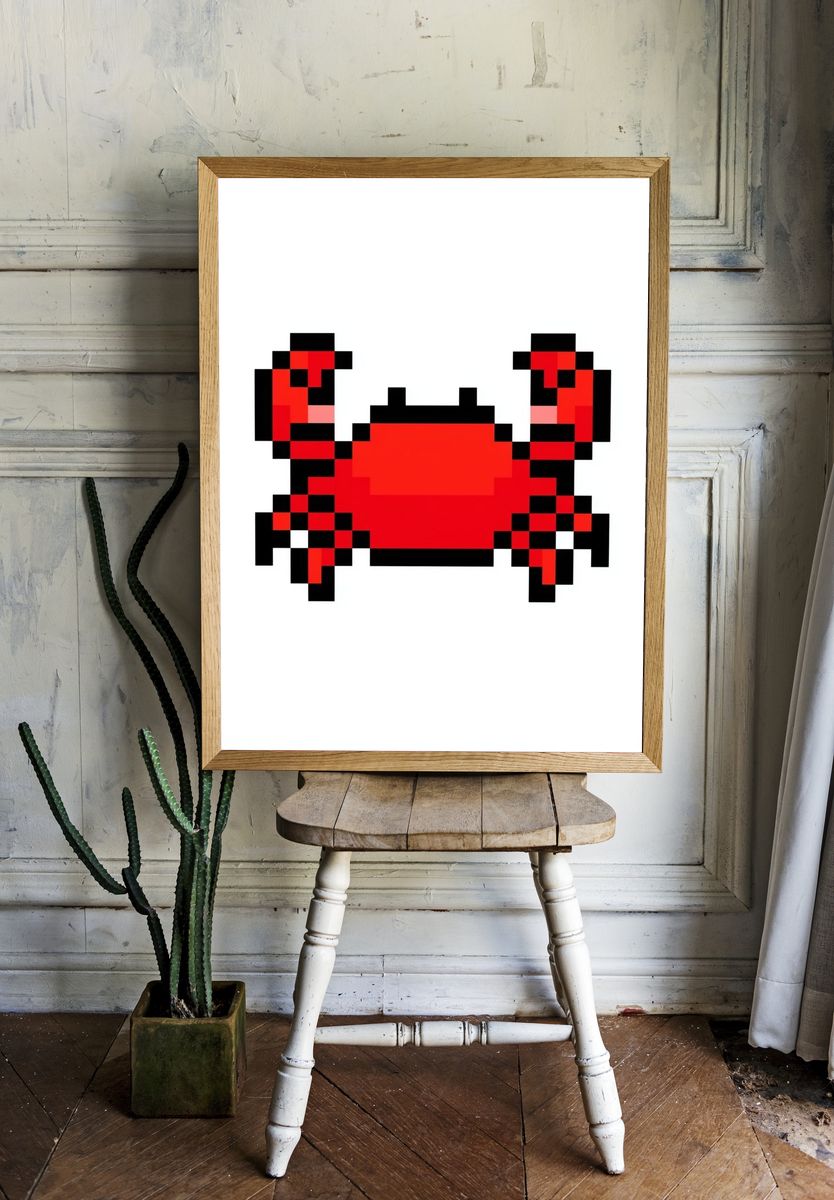 Pixel Crab Illustration Poster. room preview