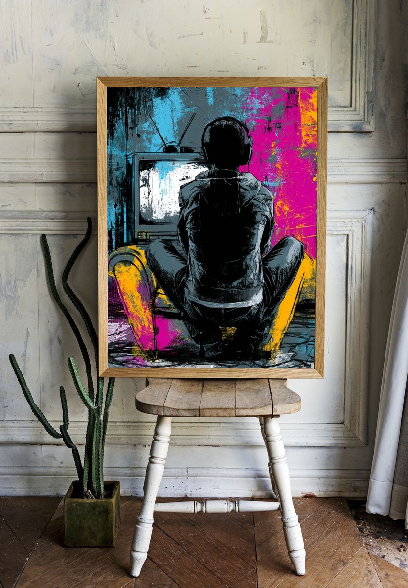 Headphone Gamer Neon Poster. room preview