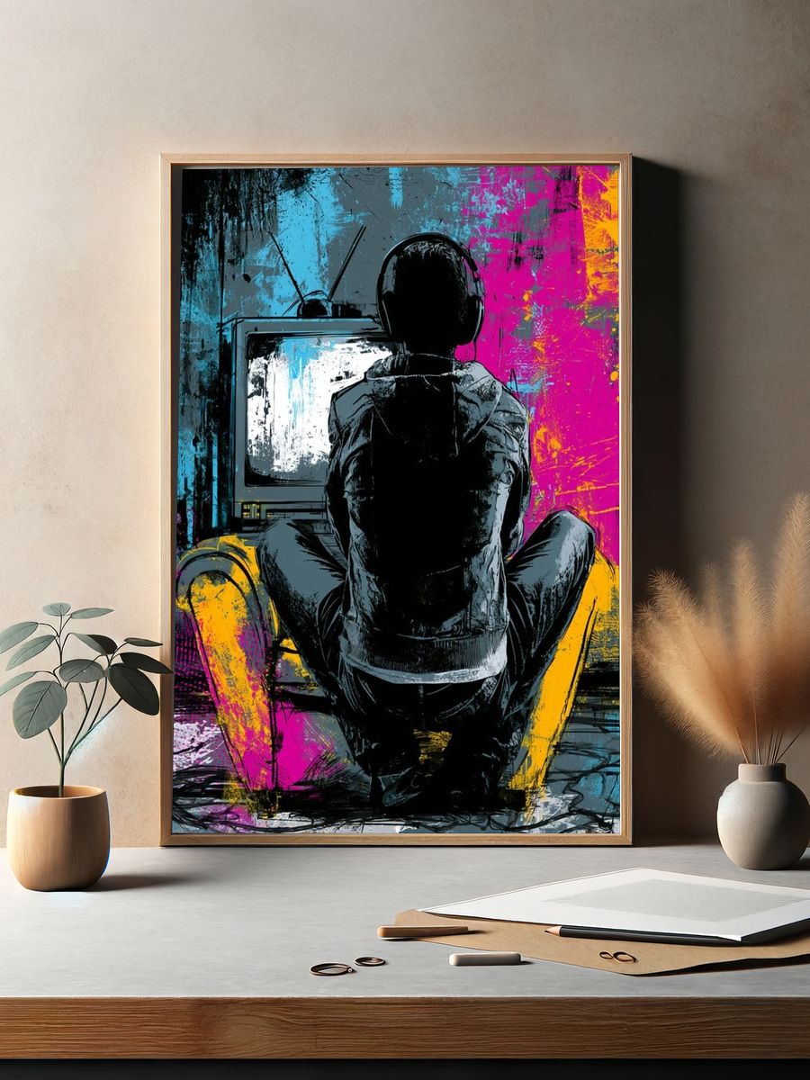 Headphone Gamer Neon Poster. — room view 2