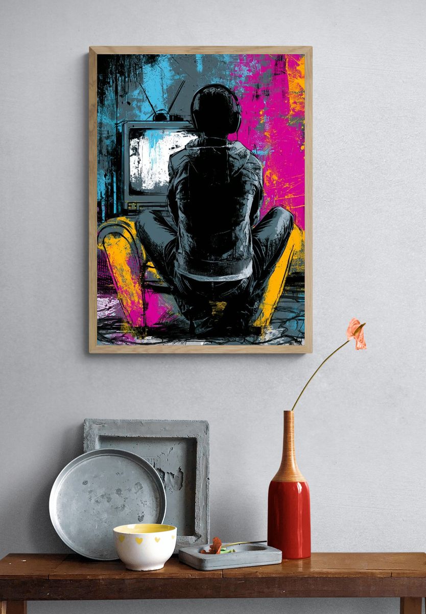 Headphone Gamer Neon Poster. — room view 3