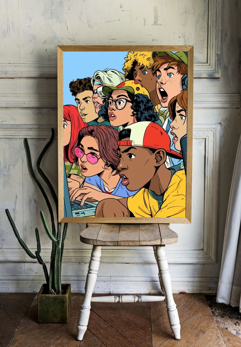 Gamer Squad Digital Art Poster. room preview