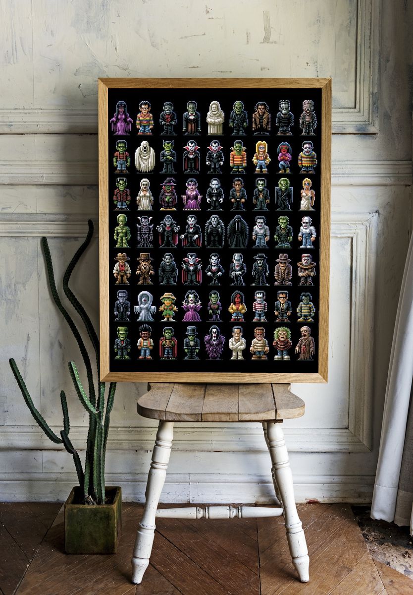 Pixel Horror Characters Poster. room preview