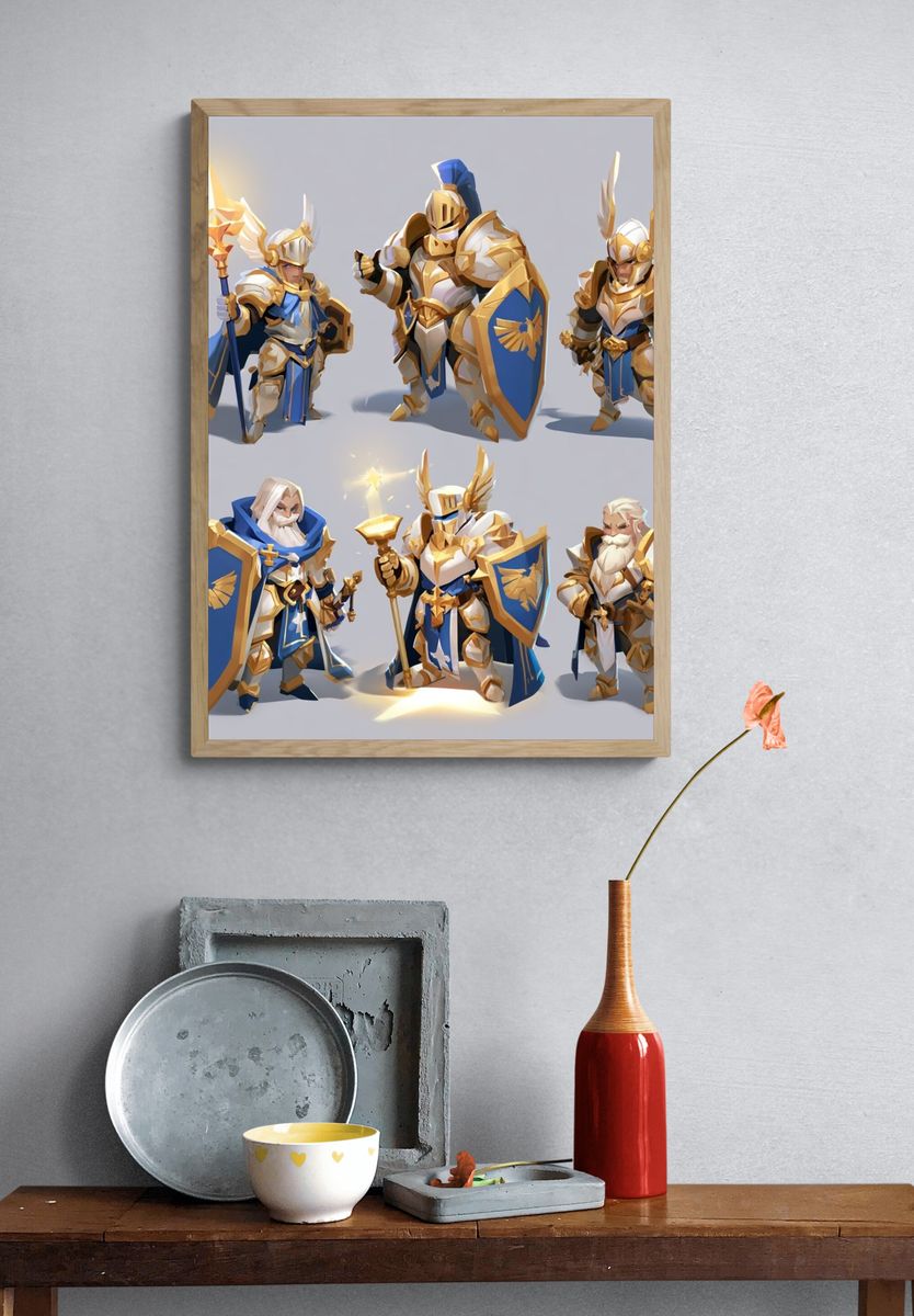 Fantasy Knight Characters Illustration Poster. — room view 3