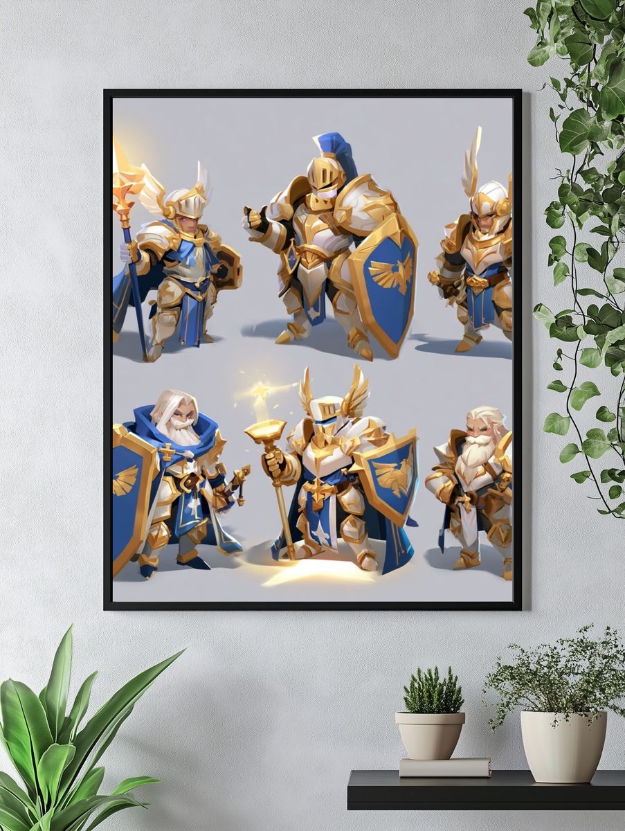 Fantasy Knight Characters Illustration Poster. — room view 4