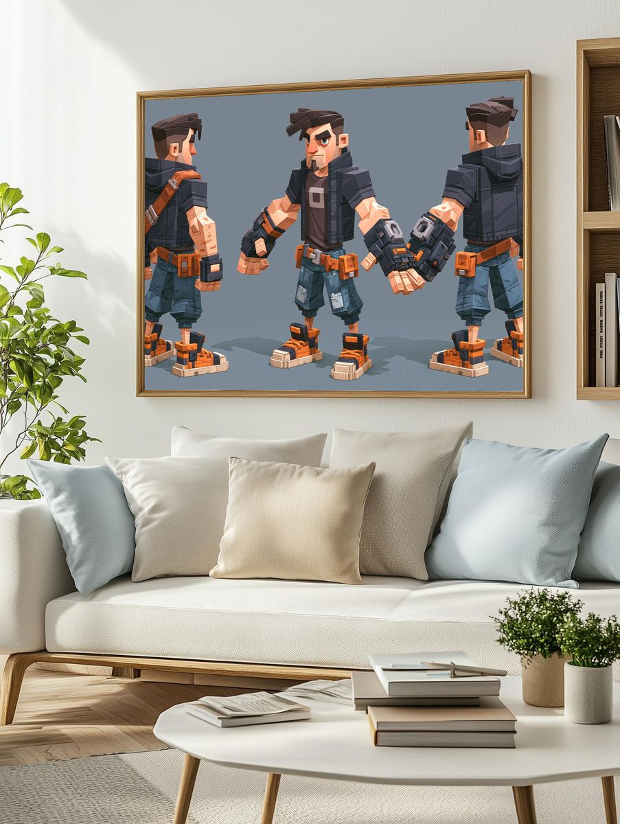 Voxel Action Hero Poster. — room view 2