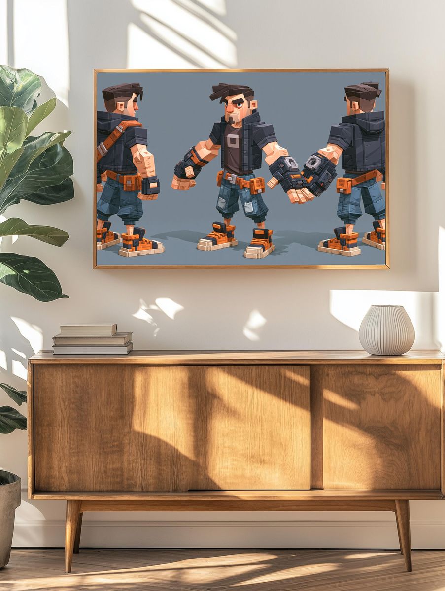 Voxel Action Hero Poster. — room view 3