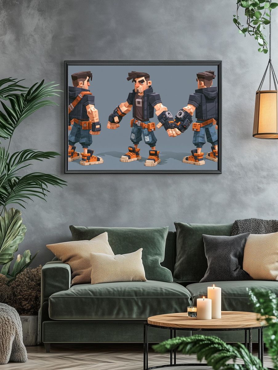 Voxel Action Hero Poster. — room view 4