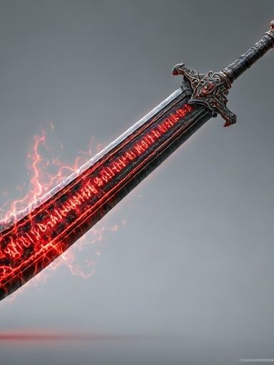 Flaming Fantasy Sword Print. poster detail