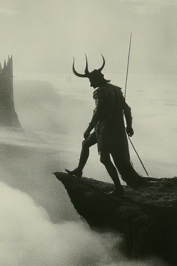 Horned Warrior Silhouette Print. poster — gaming art