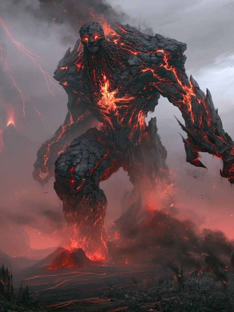 Volcanic Lava Giant Fantasy Print. poster — gaming art