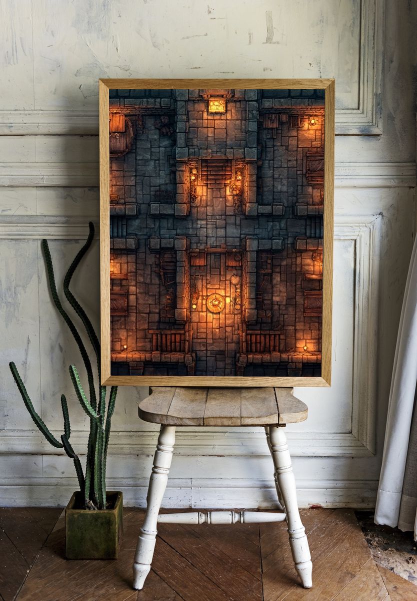 Dungeon Floor Plan Illustration Poster. room preview