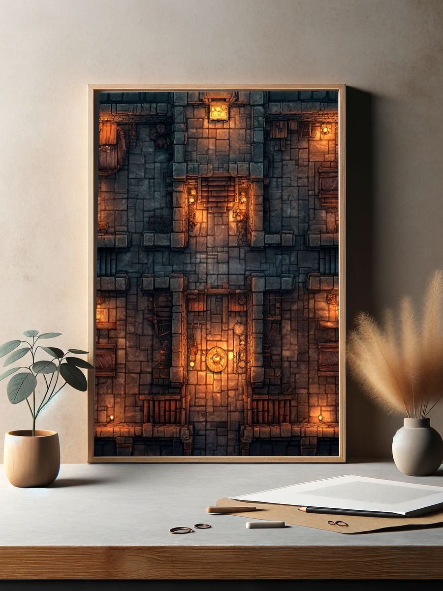 Dungeon Floor Plan Illustration Poster. — room view 2